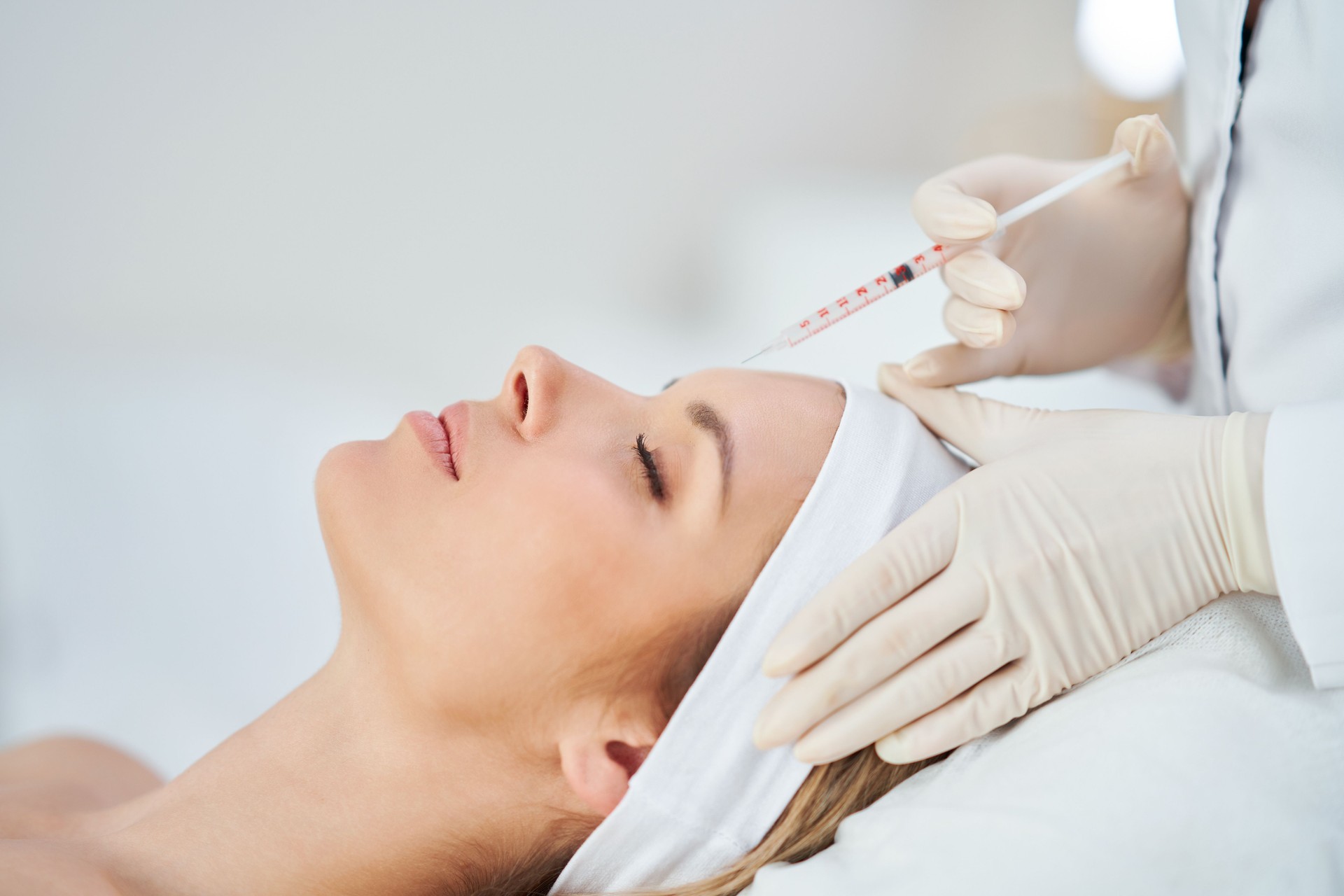 A scene of medical cosmetology treatments botox injection.