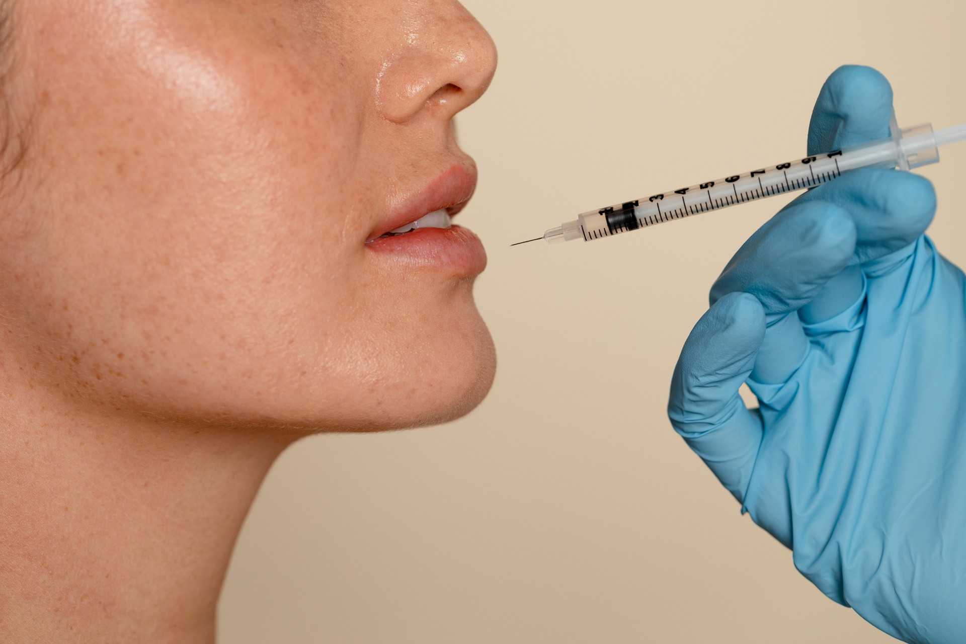 Lip filler, injectable beauty treatment at clinic